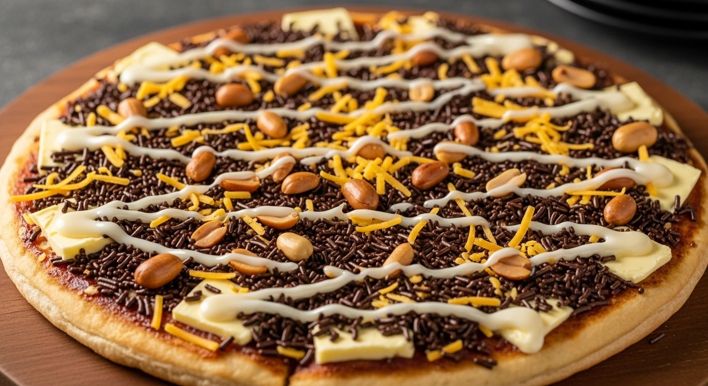 Pizza Martabak Manis Cokelat Keju Kacang