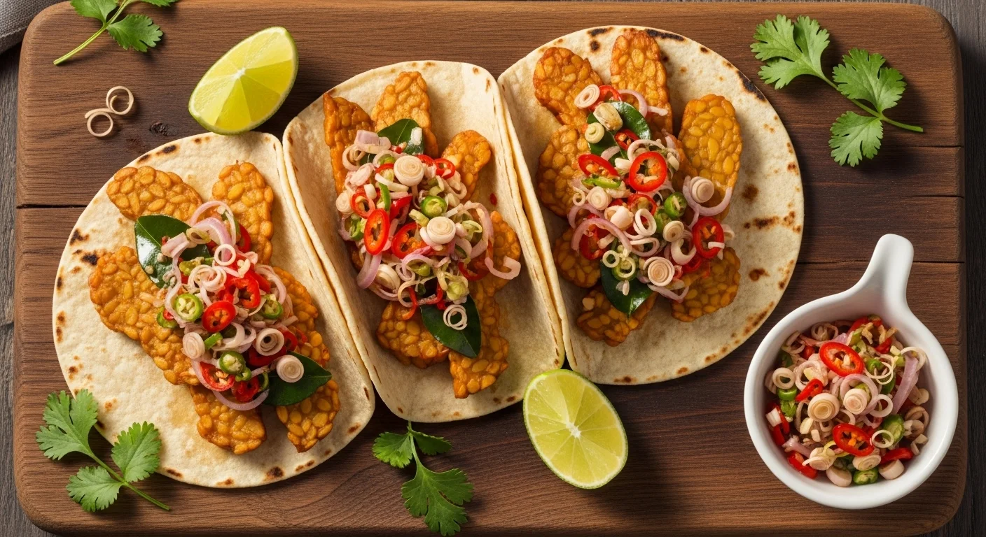 Taco Tempe Mendoan dengan Sambal Matah